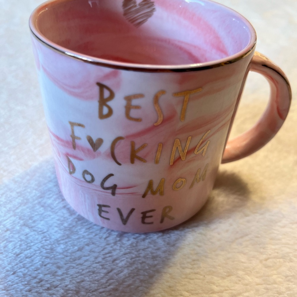 Hendson Best F*cking Dog Mom Ever Pink Marble Coffee Mug 10 oz